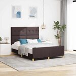 vidaXL Cadre de lit avec tête de lit Marron foncé 140 x 200 cm tissu