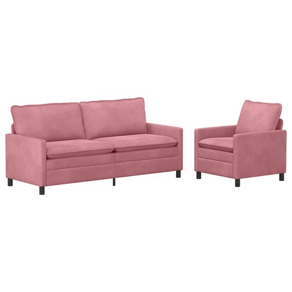 vidaXL Ensemble de Canapés 2 Pièces Rose Velours