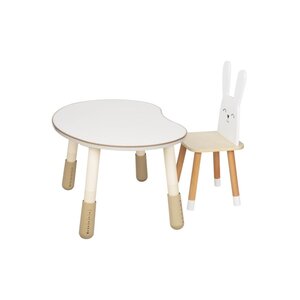 Bureau et chaise Lapin bois blanc