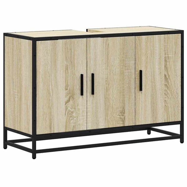 vidaXL Meuble de salle de bain avec lavabo Chêne Sonoma 90 x 33 x 60 cm Bois d'ingénierie