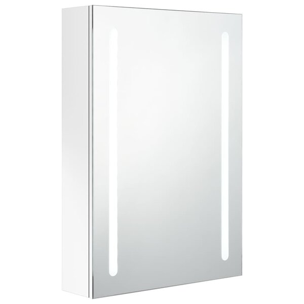 vidaXL Armoire de salle de bain à miroir LED Blanc brillant 50x13x70cm