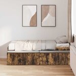 vidaXL Cadre de lit Chêne fumé 90 x 200 cm Bois d'ingénierie