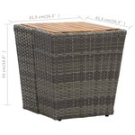 Vidaxl table à thé gris 41 5x41 5x43cm résine tressée et bois d'acacia