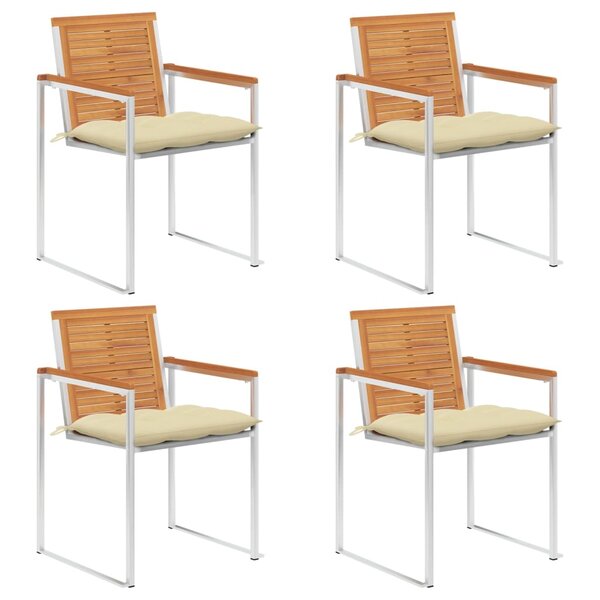 vidaXL Chaises de jardin 4 Pièces avec coussins Bois d'acacia massif