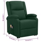 vidaXL Fauteuil de massage Vert foncé Tissu