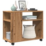 vidaXL Table d'appoint avec roues chêne artisanal bois d'ingénierie