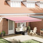 vidaXL Auvent Rétractable Automatique avec LED Rayé Rouge et Blanc 450x300 cm