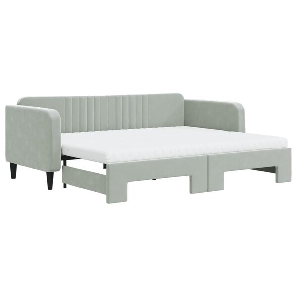 vidaXL Lit de jour avec gigogne et matelas gris clair 90x200cm velours