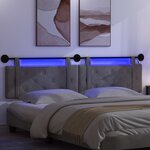 vidaXL Tête de lit suspendue Avec lumière LED Gris foncé Velours