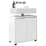 vidaXL Armoire de lavabo de salle de bain avec étagère Blanc brillant