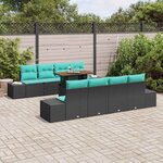 vidaXL Ensemble de canapé de jardin 9 Pièces Noir Poly rotin