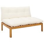 vidaXL Unité de canapé du milieu Blanc Naturel et Crème Bois d'acacia