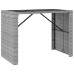 vidaXL Ensemble de bar de jardin 7 Pièces avec coussins gris poly rotin
