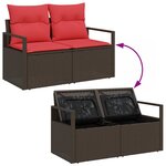 vidaXL Ensemble de canapé de jardin avec coussin 9 Pièces Marron et rouge