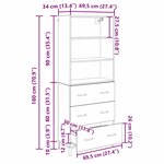 vidaXL Haut Armoire avec tiroir Chêne artisanal 69 5 x 34 x 180 cm