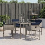 vidaXL Chaises de jardin avec coussins lot de 4 gris résine tressée