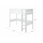 Flexa WHITE Lit mezzanine avec echelle droite 90 x 200 cm Barriere de securite classique Blanc