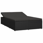 vidaXL Chaise longue convertible avec coussin Résine tressée Noir