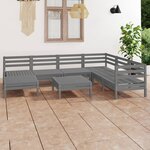 vidaXL Salon de jardin 8 Pièces Bois de pin massif Gris