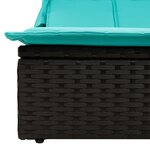 vidaXL Chaise longue double et auvent et coussins noir résine tressée