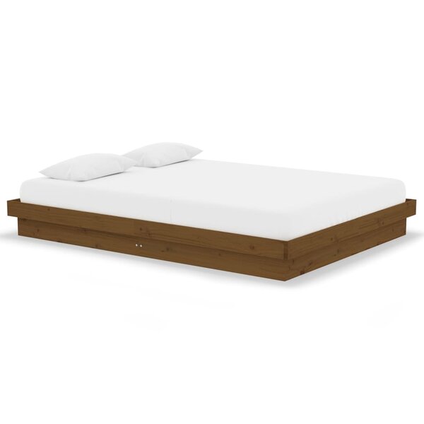 vidaXL Cadre de lit Marron miel Bois massif 135x190 cm Double