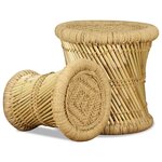 vidaXL Tabourets lot de 2 Bambou et jute