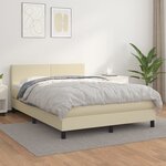 vidaXL Sommier à lattes de lit avec matelas Crème 140x190cm Similicuir