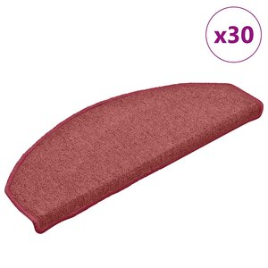 vidaXL Tapis d'escalier 30 pièces 65 x 24 x 4 cm Bordeaux Demi-rond Grand
