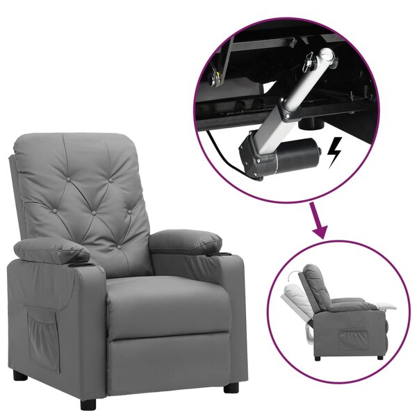 vidaXL Fauteuil Gris Similicuir