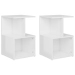 vidaXL Tables de chevet 2Pièces Blanc brillant 35x35x55cm bois ingénierie
