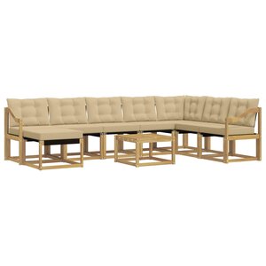 vidaXL Ensemble de canapés d'extérieur 9 pc Blanc et Beige
