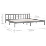 vidaXL Cadre de lit sans matelas gris bois massif 200x200 cm