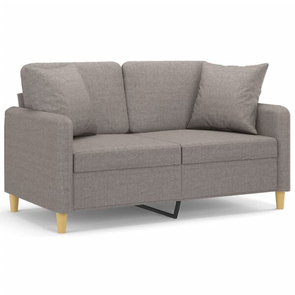 vidaXL Canapé 2 places avec oreillers décoratifs taupe 120 cm tissu
