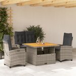 vidaXL Ensemble à manger jardin 4Pièces et coussins Gris Résine tressée