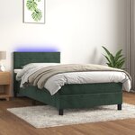vidaXL Sommier à lattes de lit et matelas et LED Vert foncé 90x190 cm
