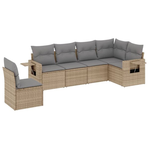 vidaXL Salon de jardin avec coussins 6 Pièces beige résine tressée