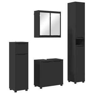 vidaXL Ensemble de mobilier de salle de bain avec tiroir 4 Pièces Noir