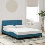 vidaXL Lit avec matelas Hanko bleu 140x190 cm velours