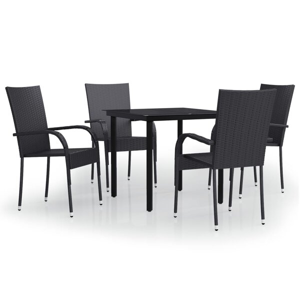 vidaXL Ensemble à manger de jardin 5 Pièces Noir