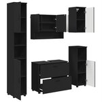 vidaXL Ensemble de mobilier de salle de bain avec tiroir 5 Pièces Noir