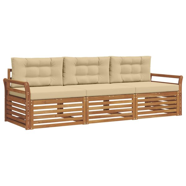 vidaXL Ensemble de canapés d'extérieur 3 pc Naturel et Beige