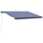 vidaXL Auvent rétractable capteur de vent LED 500x300 cm Bleu et blanc