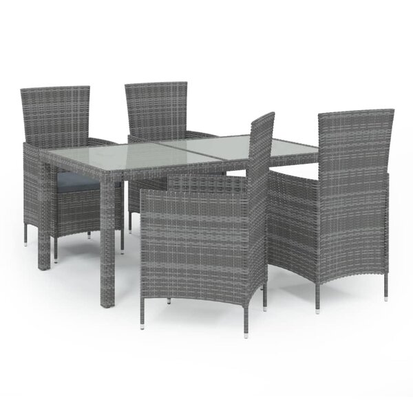 vidaXL Ensemble à manger d'extérieur 5Pièces coussins résine tressée gris