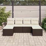 vidaXL Ensemble de canapé de jardin 6 Pièces Marron Poly rotin