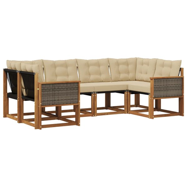 vidaXL Ensemble de canapés d'extérieur 6 Pièces Naturel et Beige