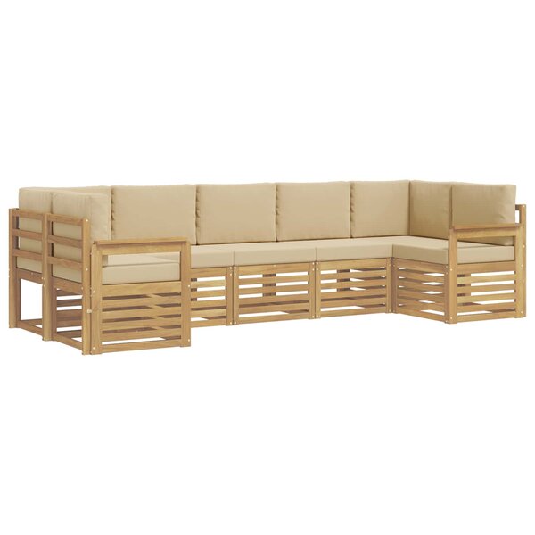 vidaXL Ensemble de canapés d'extérieur 6 pc Blanc et Beige Polyester