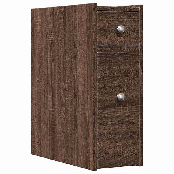 vidaXL Armoire de salle de bain étroite avec roulettes chêne marron