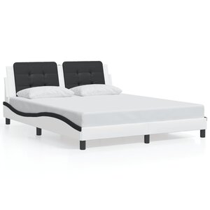 vidaXL Cadre de lit sans matelas Zadar blanc et noir 160x200 cm similicuir