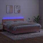 vidaXL Sommier à lattes de lit avec matelas LED Rose 180x200cm Velours