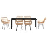 vidaXL Ensemble de salle à manger pour jardin 7 Pièces Marron Poly rotin